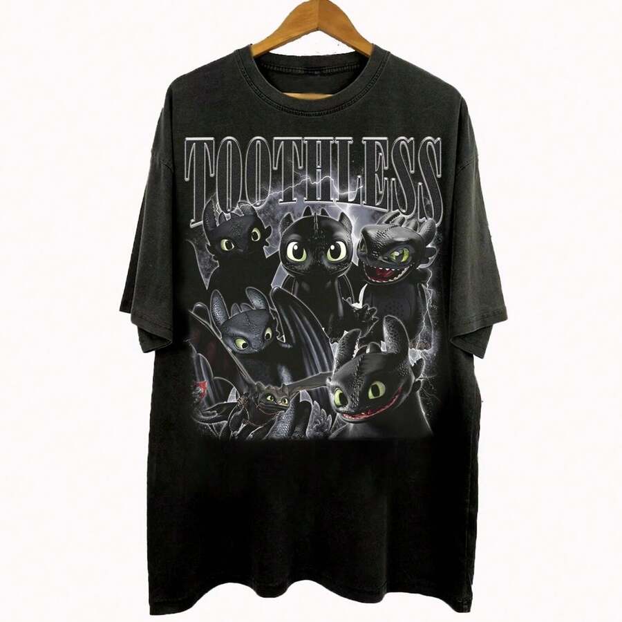 [Universal Tshirt]Vintage 90s Bootleg Style Toothless T-Shirt, HHow To Train Your Dragon Est 2010 Magic Kingdom Gifts For Man And Women Unisex T-S - Black - View 1
