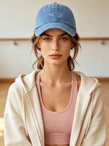 Ueasy Low Battery Print Baseball Cap, Washed Distressed Vintage Dad Hat, Unisex Soft Top Adjustable Couple Hat, Outdoor Casual Cap, Spring/Autumn - Multicolor - View 1