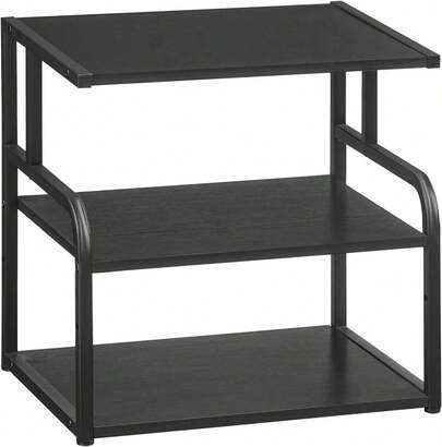 3-stufiger Druckerständer, Schreibtischregal, Untertischständer, Aufbewahrungsregal mit 1 verstellbarem Regalboden, für Zuhause, Büro, Küche, Wohnzimmer, Schwarz EBB06PS01 MATH