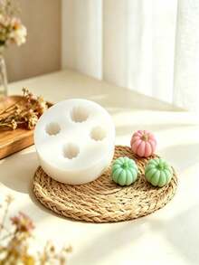 4pcs Small Pumpkin Shaped Aromatherapy Candle Silicone Molds Home Decor/Gift Plaster Molds, Handmade Epoxy Resin Casting Molds, Art Decoration Clay Plaster Molds/Non-Stick Easy Release/Heat Resistant - White - View 5