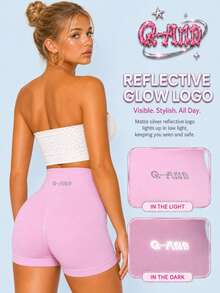 Q-AND QAND 1pc Women's Pink Seamless High Waist Yoga Shorts, Tummy Control Butt Lifting Cycling Shorts, Suitable For Yoga, Pilates, Ballet, Gym, Dance, Streetwear - Pink - View 8