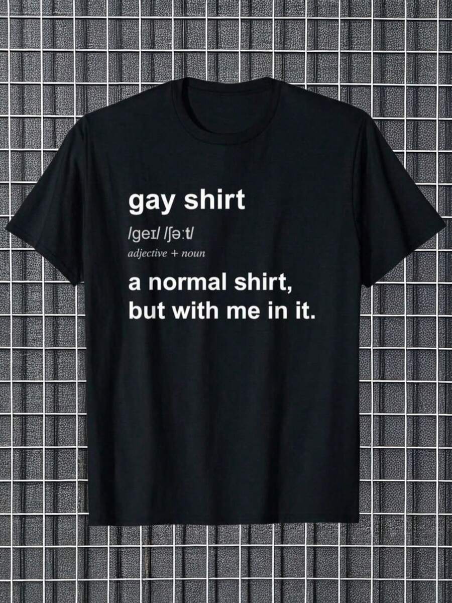 LGBTQ+ Spaß Definition Stil "Gay Shirt" Schwarzes T-Shirt, vielseitiger Stil für Männer und Frauen, Schwarz und Weiß, maschinenwaschbar, perfekt für S - Schwarz - Übersicht 1