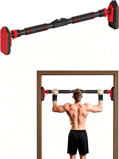 Barra de Tração para Porta, Comprimento Ajustável 90-120 cm Sem Parafusos Nem Furos, Duplo Bloqueio Antiderrapante, Barra de Tração para Porta Interior, Equipamento de Exercício para Casa, Equipamento de Treino de Fitness para Homens, Mulheres e Adolescentes, Treino de Força de Corpo Inteiro e Parte Superior do Co