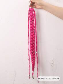 1pc Long Braided Ponytail Hair Hoop Hair Accessory, Straight Synthetic Fiber Braided Hair With Metal Ring, Braided Hair Extension, Suitable For Daily Wear And Party, Fits All Hair Types, Instantly Adds Volume And Length, Halloween - Multicolor - View 4