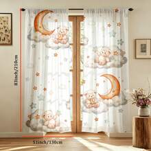 2pcs Digital Printed Curtains, Watercolor Lamb Moon Nebula Pattern, Semi-Sheer, Rod Pocket, Unlined, 90g/M², Perfect For Decorating Children's Bedroom, Nursery, Playroom - Multi-color - Lamb - View 14