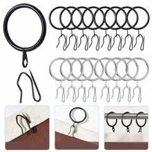 20/60/100pcs (10 Metal Rings & 10 Hooks / 30 Metal Rings & 30 Hooks / 50 Metal Rings & 50 Hooks) Metal Curtain Rings With Hooks, Curtain Hanging Hooks, Window Shower Rings, Diameter 38mm/1.49 Inches (Black, Silver) - Multicolor - View 3