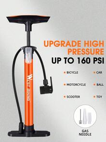 Bomba de piso para bicicleta WEST BIKING, bomba de aire vertical de alta presión para uso doméstico, equipo de ciclismo para bicicleta eléctrica - Naranja - Ver 2