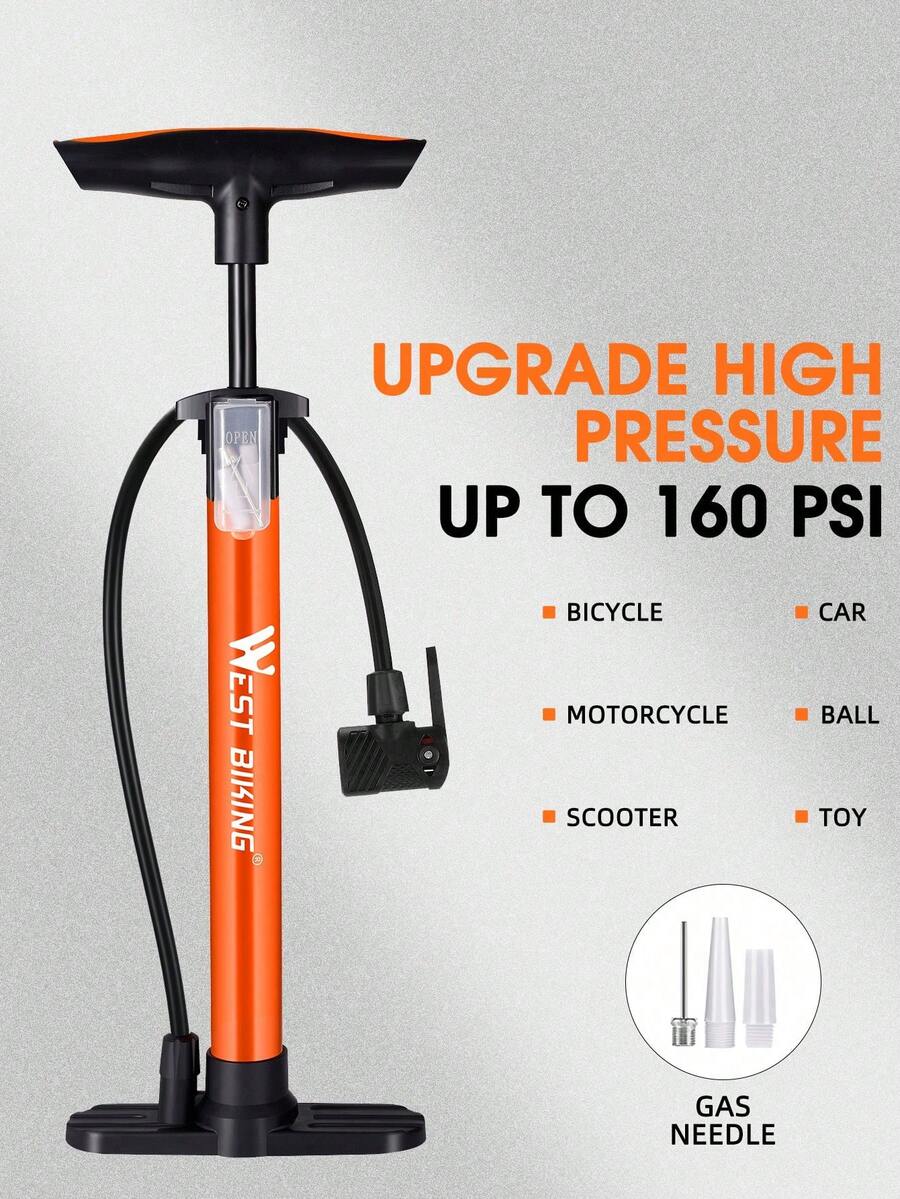 Bomba de piso para bicicleta WEST BIKING, bomba de aire vertical de alta presión para uso doméstico, equipo de ciclismo para bicicleta eléctrica