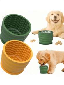 Dog Silicone Slow Feeder Licking Bowl, Dog Bowl, Pet Supplies, Bottom With Suction Cup Anti-Slip Dog Feeding, Prevents Bloating, Prevents Choking, Healthy Design Dog Bowl, Suitable For Small And Medium Dog Breeds - High Capacity - View 4