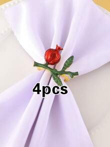 2/4/6 buah Cincin Serbet Motif Delima, Cocok untuk Dekorasi Meja Pesta Pernikahan, Pesta Liburan, Hari Valentine, Hari Thanksgiving, dan Hari Ibu. - MultiWarna - View 8