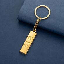 1pc Casual Personalized Engraved Letter Gold Bar Keychain, Daily Versatile Family Style Gift For Family And Friends, Creative Gold Bar Gold Brick Keychain With Wealth-Attracting Meaning, Portable Accessory - Yellow Gold - View 6