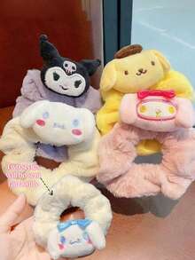 SANRIO 1/5入 Hello Kitty 女款彈性毛絨髮圈，Kuromi 髮飾，適合高馬尾 - 彩色 - 查看 8