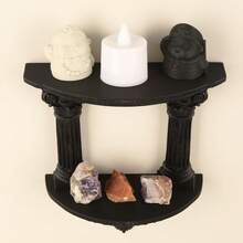 1pc Gothic Style Embossed Wall Hanging Shelf, Retro Dark Decor Wall Mounted Display Rack, Niche Art Candle & Storage Holder, 3D Printed Intricate Floral Carving, For Study, Bedroom, Entryway - 1PC - View 8