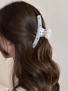 1pc/2pcs Women Elegant Chic Sweet Black & White Star & Polka Dot Hair Clips, Versatile Bun Claw Clips, Suitable For Daily, Spring/Summer, Vacation Outfit Accessory,Travel,Party - Multicolor - View 3