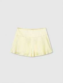 Damen Seidenähnliche Polka Dot Weite Bein Shorts Gelb Sommer - Gelb - Übersicht 2