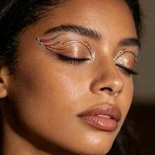 4 Sheets Y2K Eyeliner Style Metallic Silver Face Decor Stickers , Waterproof Eye Eyeliner Stickers For Festival Party Makeup - Multicolor - View 6