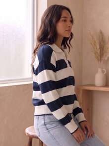 Women Sweaters - Marsala/Off - View 2