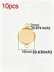 10pcs Stainless Steel Round Blank Base Tray Inlay Frame Blank Double Hole Pendant For DIY Jewelry Making Accessories - Blank Base - View 11