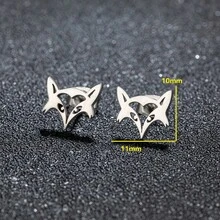 1 Pair Of Stainless Steel Fox Stud Animal Jewelry Party Gifts - GED472 - View 4