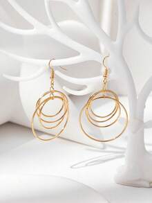 1pc Women's Luxury Minimalist Geometric Design Earrings, Fashionable Versatile For Daily Wear And Party - Gold-e1560C - View 3