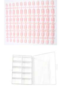 ARTAUG 120 pièces Autocollants pour ongles courts et carrés transparents, faux ongles blancs minimalistes brillants. Convient pour le travail quotidien, les études et les fêtes. Kit de manucure DIY pour femmes, comprend des ongles à clipser et des autocollants pour ongles. - Blanc - Voir 8