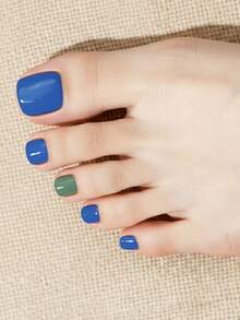 New Cross-Border Semi-Cured Gel Toe Nail Stickers, Glitter Shiny Design, In Stock Wholesale, Waterproof And Long-Lasting - Dusty Blue - View 5