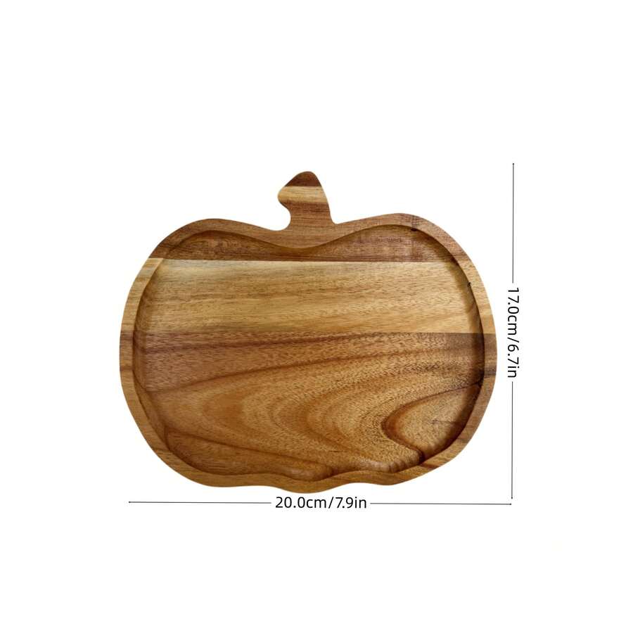 Bandeja de Servir Multiuso de Madeira de Acácia, Prato para Café da Manhã, Café, Lanche, Frutas e Doces, Travessa Decorativa para Casa, Hotel e Festa, Presente Ideal para Natal, Halloween, Formatura e Volta às Aulas - Visão 1