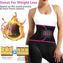 Sweat Ab Trainer For Women & Men - Waist Trainer Belt For High Intensity Training & Gym Workouts, 5 Adjustable Sizes, Black/Pink - Pink - View 10