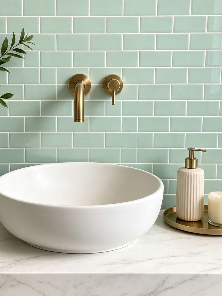 WalDecoo 1/10/20pcs Self-Adhesive Subway Tile Wall Stickers, Mint Green Thickened 3D Wall Tiles With Commercial Grade Backing, Suitable For Kitchen, Bathroom, Laundry Room, 9"X6"(30.5cm*15cm) - Mint Green Toy Train - View 1