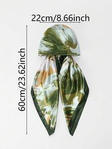 1件裝女款花瓣印花易穿戴頭巾帽，印花緞面彈性頭巾，方便佩戴 - 綠色花瓣 - 查看 6