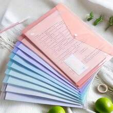 5pcs A4 Transparent Snap Button Folders, Modern Transparent File Organizer, Durable PP Plastic Protective Sheets, Pastel Macaron Color Scheme, Suitable For School, College, Office Supplies, Home And Workplace Organization, Back To School Season - A - View 3