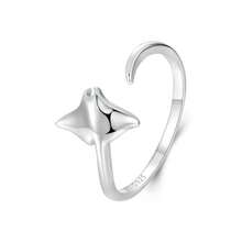 WOSTU 1pc Cute Animal Theme 925 Sterling Silver Multi-Tone Open Band Ring Dolphin Fox Hug Hand Design Jewelry For Women Party Anniversary Gift - Adjustable - View 12