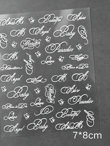 1 Peça Adesivos de Arte de Unhas Nude Fosco Branco & Nude Café com Decoração de Letra Cursiva Inglesa Branca, Design de Linha Branca Limpa Adequado para Unhas Nude Branco Leitoso e Transparente Gelado, Estilo Minimalista de Letra Vintage, Suave e Texturizado para Encontros, Visitas a Lojas e Fotografia, Estilos de Texto Ricos, Corte Suave Sem Resíduos - Multicolorido - Visão 5