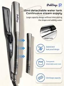 PinkSings 14 TEMPs Steam Hair Straightener, Professional Titanium Ceramic Straightening Iron, Suitable For Both Dry And Wet Hair, For All Hair Types, 5x More Moisturizing Than Traditional Straighteners, Quick Heating For Coarse Hair, Perfect Gift For Travel - EU C Type Plug(220-240V) - View 9