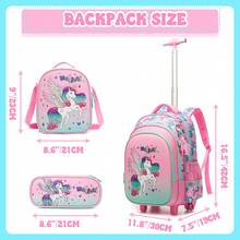 Tas Ransel Travel Keren untuk Remaja Perempuan dengan Roda dan Tas Selempang - Tas sekolah troli anak perempuan - View 8