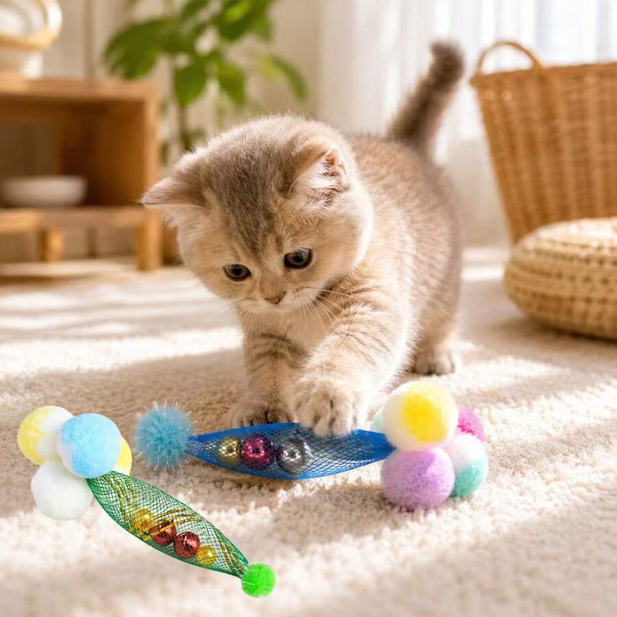 Cat Oys, Cat Toys For Indoor Cats -Random Color, Cat Toy With Bells, Teeth Cleaning Chew Toys, Interactive Kitten Nip Toys And All Breeds - View 1