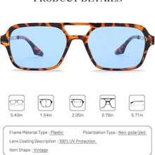 70s Retro Aviator Sunglasses, Straight Frame, Unisex, Square Metal Design, UV400 Protection. - 彩色 - 查看 3