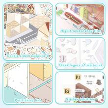 3 Sheets Sticker Material + 1 Scene Card + 1 Effect Image/Pack, 3D Creative Fun Scene Stickers, Planner Stickers, Suitable For Gifts, Office, Home, Classroom, Entertainment Toys, Student Planner - A - View 8