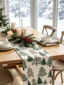 Christmas Table Runner, Christmas Tree Pattern Design, Suitable For Christmas Theme Party, Christmas Home Decor, Dining Table Decor, Christmas Cafe Decor And Photo Backdrop, Perfect Christmas Tabletop Decoration - One Size Fits All - View 6