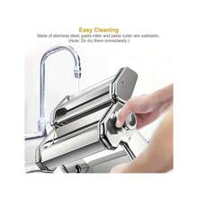 6-Speed Adjustable Manual Pasta Machine, Stainless Steel Hand Crank Dough Roller, Table Clamp Design For Home Kitchen Use - Silver - View 9