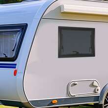 60*45cm RV Right Angle Outward Sliding Window, Equipped With Built-In Screen Mesh And Sunshade Blind, Universal Replacement Window For Camper, Trailer And Motorhome Exterior Installation - Black and White - View 7