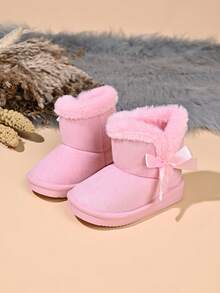 Kids' Fashion New Snow Boots With Bow Decoration - Pink - View 6