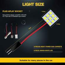 6入組 冷白色 5050 9SMD LED 面板車用閱讀室內燈 DC 12V，附 T10 / BA9S / 燈泡座適配器 - 9SMD - 查看 4