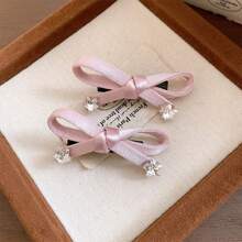 Kawaii Pink Mini Bow Hair Clips Y2K Style Side Barrettes Suitable For Fringes And Long Braids Valentines - Multicolor - View 12