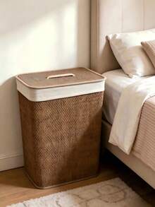 Multi-Material Laundry Hamper With Lid, Size 40*30*50cm, Built-In Waterproof Lining, Portable Thick Rope Handles, Large Capacity For Dust And Moisture Prevention, Multiple Colors Available - Multiple Specifications - View 2