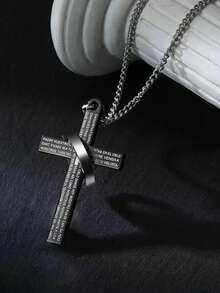 1pc Stainless Steel Cross & Hoop Pendant Necklace, Suitable For Daily Wear, Parties, And Special Occasion Gifts, Punk Style - Multicolor - View 7