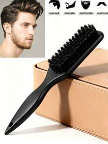1pc Unisex Smooth Backcomb Beard Brush Boar Bristle Hair Brush Taming Frizz And Flyaways Edge Control Comb Volumizing Wooden Handle Comb Detangling Comb Hairline Control Comb Slip Comb Hair Comb Volumizing Wooden Handle Comb Edge Control Comb Plastic Hair Comb Creating Smooth Ponytail Bun - With Wide Pointed Tail Backcomb And Detangling Comb Convenient For Parting Styling Polishing And Smoothing Hair Creating Smooth Frizz-Free Hairstyle Suitable For Men And Women Recommended As Christmas Gift - Multicolor - View 7