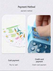 Mainan Mesin Kasir Mini Simulasi Anak, Adegan Kasir Supermarket Simulasi, Cocok untuk Mainan Bermain Peran Anak, Dilengkapi dengan Fungsi Pemindaian dan Efek Suara dan Cahaya Multifungsi, Set Keranjang Sayur dan Buah Bertema Supermarket, Hadiah Ideal untuk Natal dan Permainan Peran (Baterai Tidak Termasuk) - MultiWarna - View 7