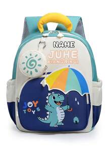 1pc Personalized Back To School Cute Cat & Dinosaur Print Casual Backpack, Zipper Closure Nylon Material, Adjustable Shoulder Straps, Hand-Carry, With Mini Round Coin Purse, Suitable For School, Shopping, Daily Outings, Outdoor Trips, Birthday Gift - Multicolor - View 20