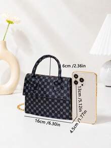 Mirror Glossy Patent Leather Fashion Chain Handle Handbag - Black - View 5